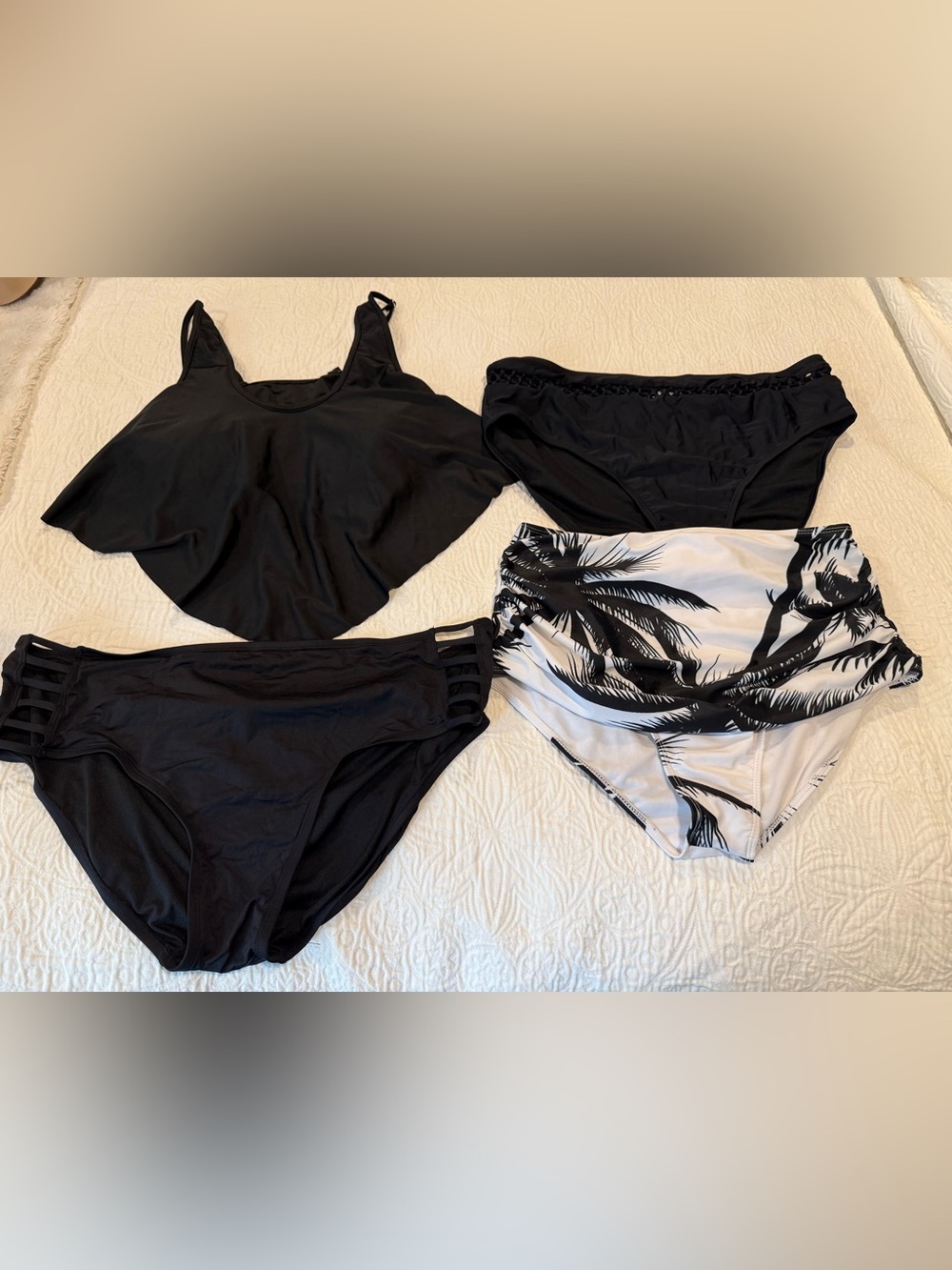 Swimsuit swim top bottoms mix & match black white xl xxl 16